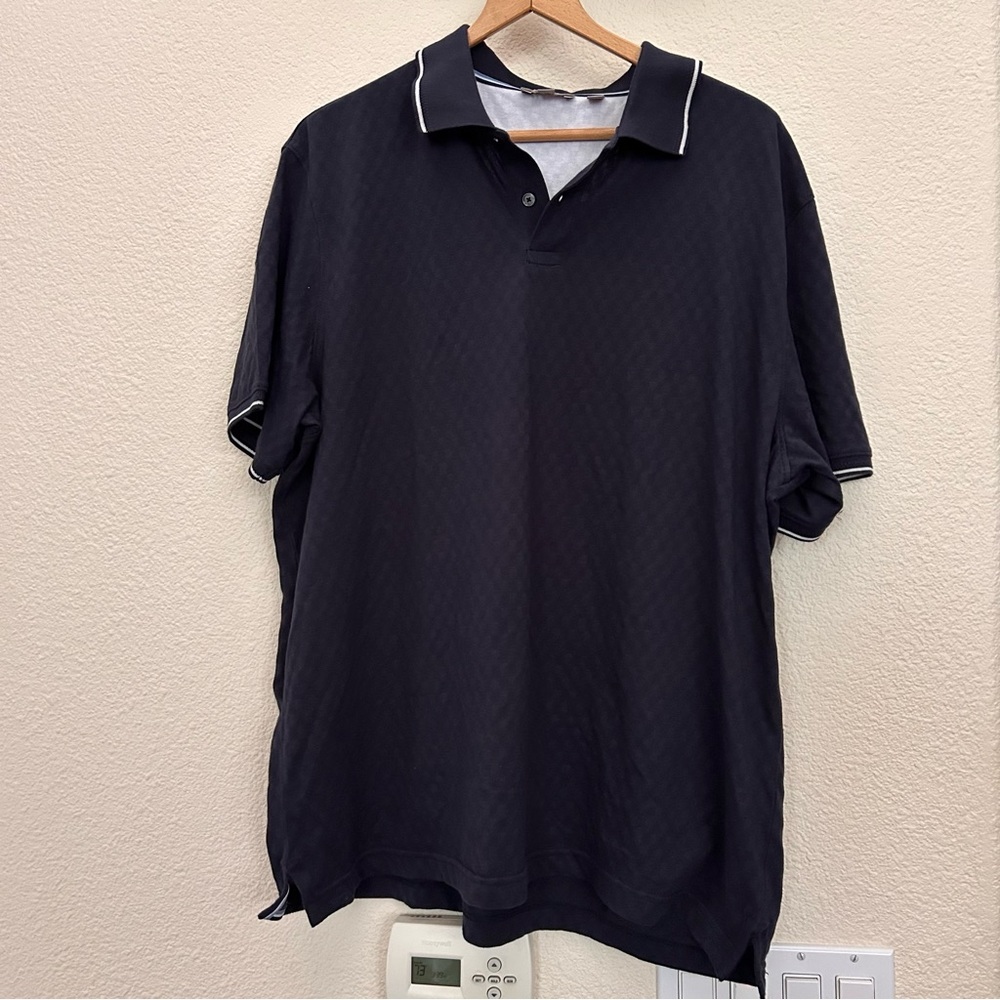 $135 Ted Baker Men's Short-Sleeve T-Stitch Polo Shirt 100% cotton navy blue sXL